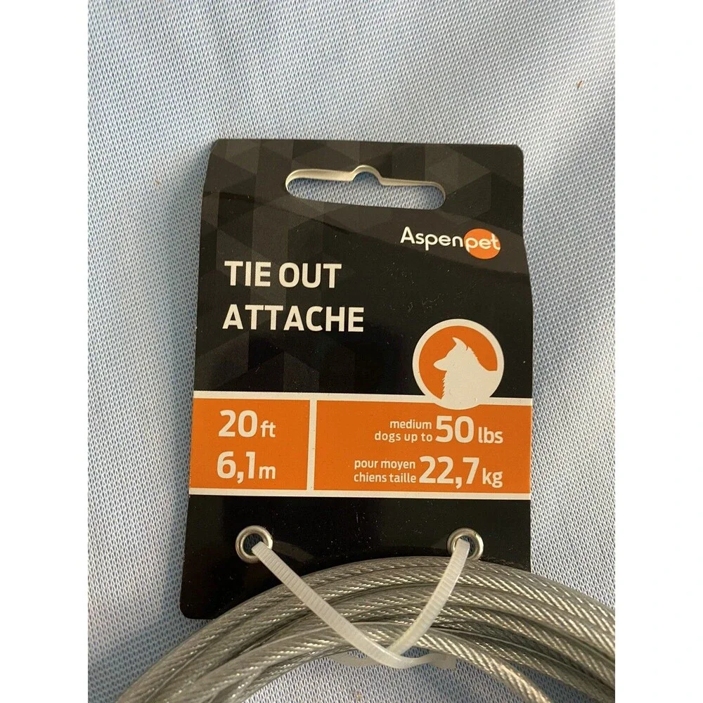 Petmate 1700-Pound Break Strength Tieout Cable, 20 - Feet Silver